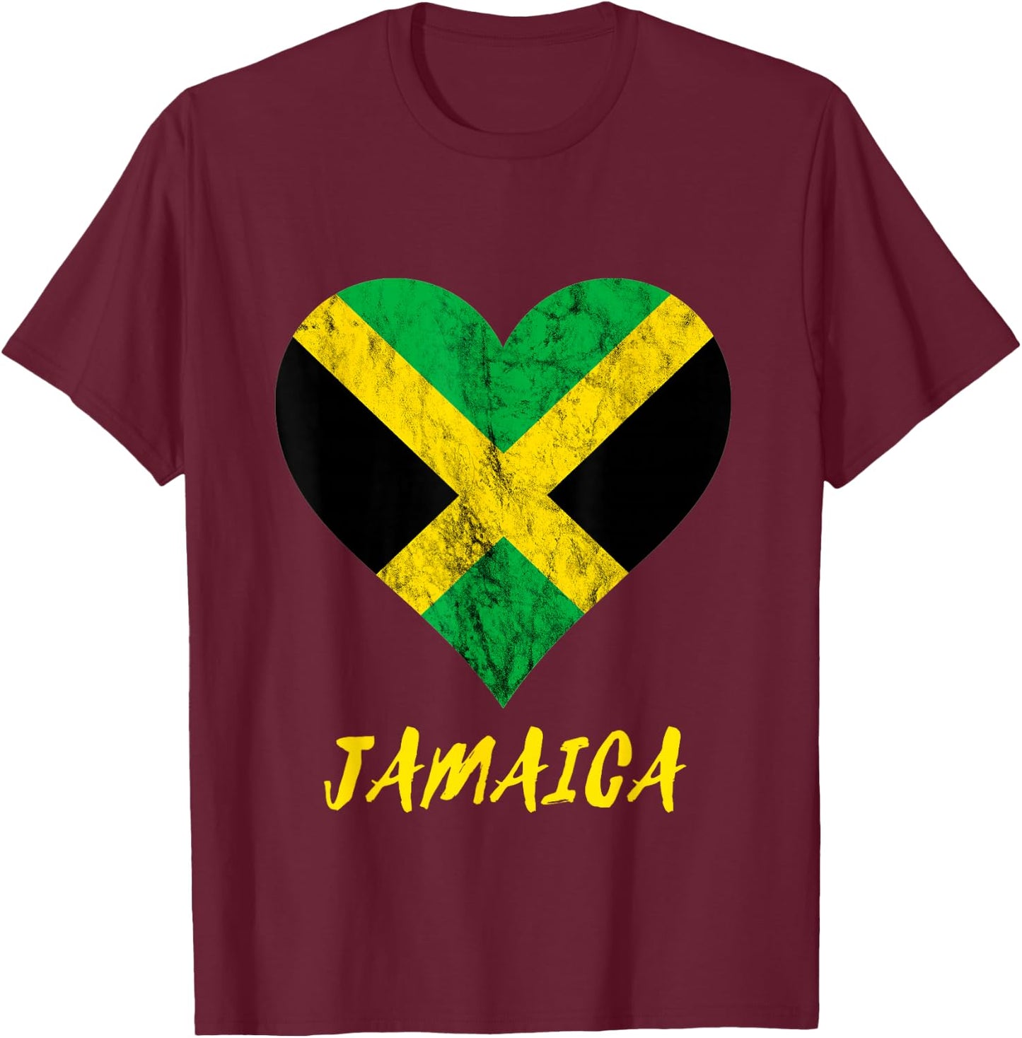 Jamaica Heart Jamaican Love Caribbean Jamaica Travel T-Shirt - T-Shirt | Maroon