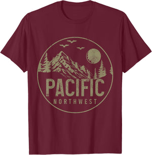 PNW Pacific Northwest Oregon Washington Nature Outdoor T-Shirt - T-Shirt | Maroon