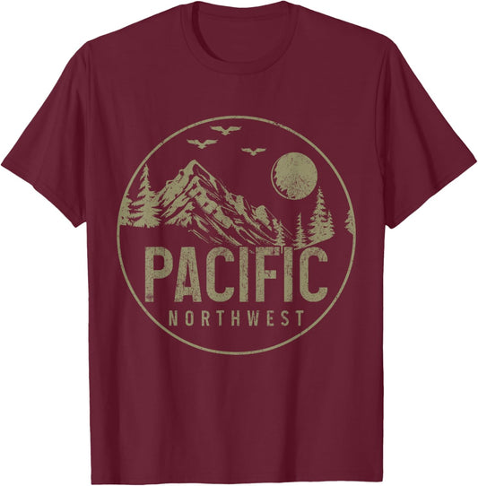 PNW Pacific Northwest Oregon Washington Nature Outdoor T-Shirt - T-Shirt | Maroon