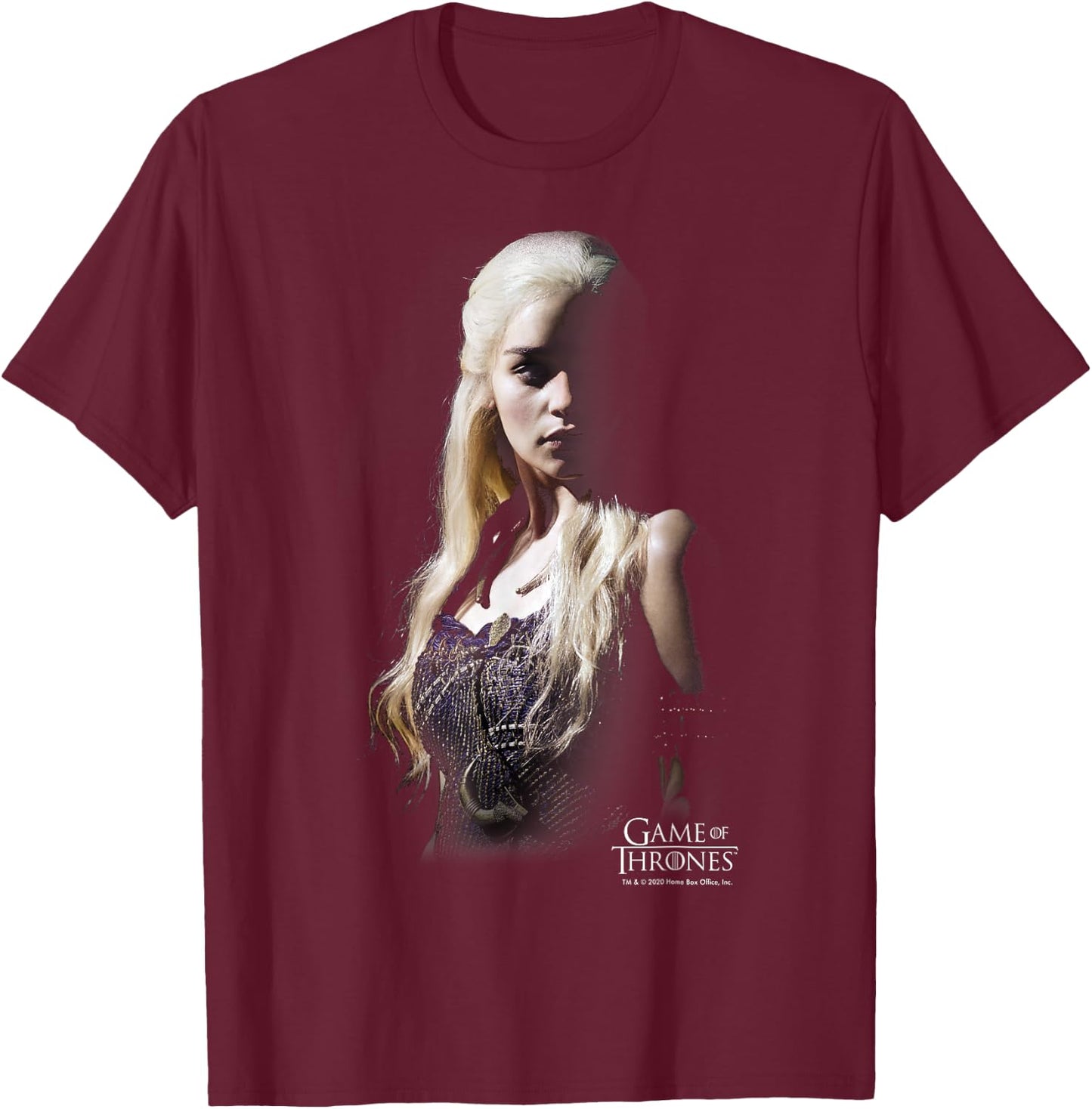 Game Of Thrones Daenerys Targaryen Dark Portrait T-Shirt - T-Shirt | Maroon