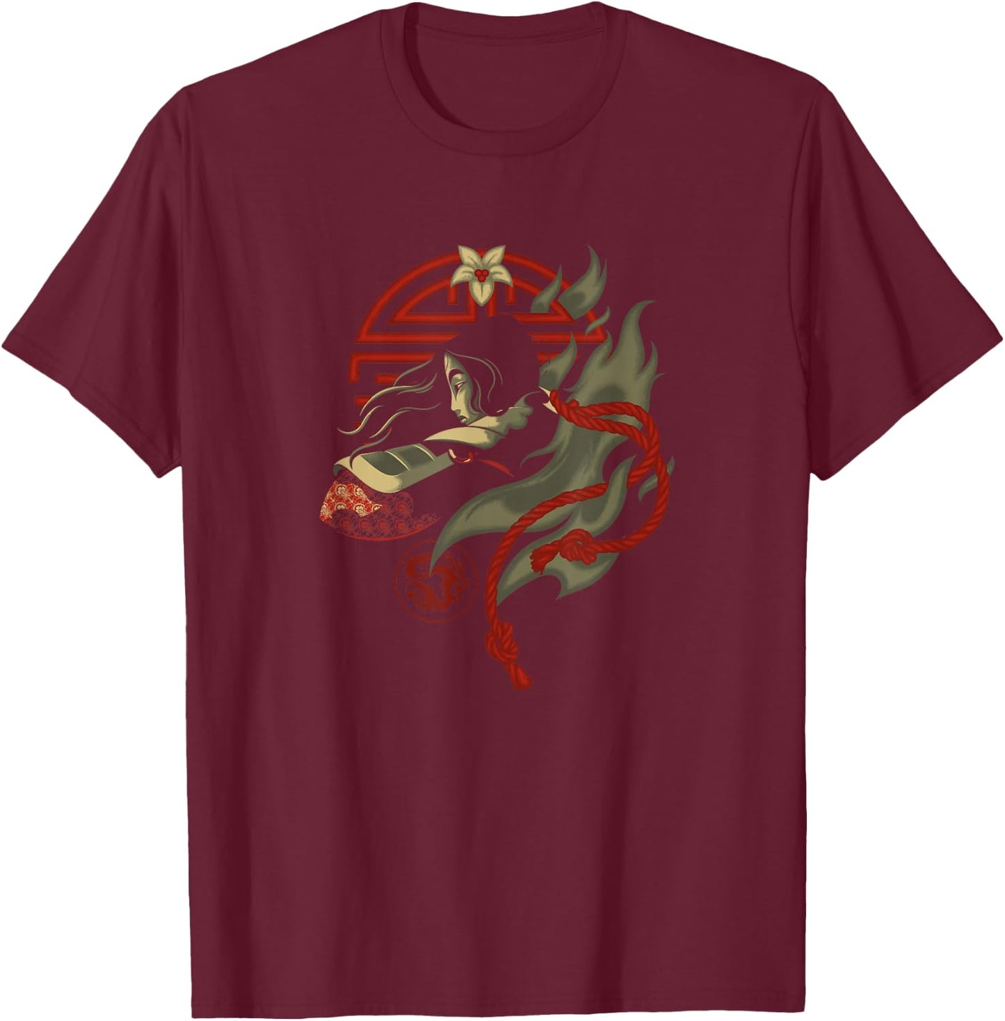 Disney Mulan Mulan Fighting Spirit With Sigil T-Shirt - T-Shirt | Maroon