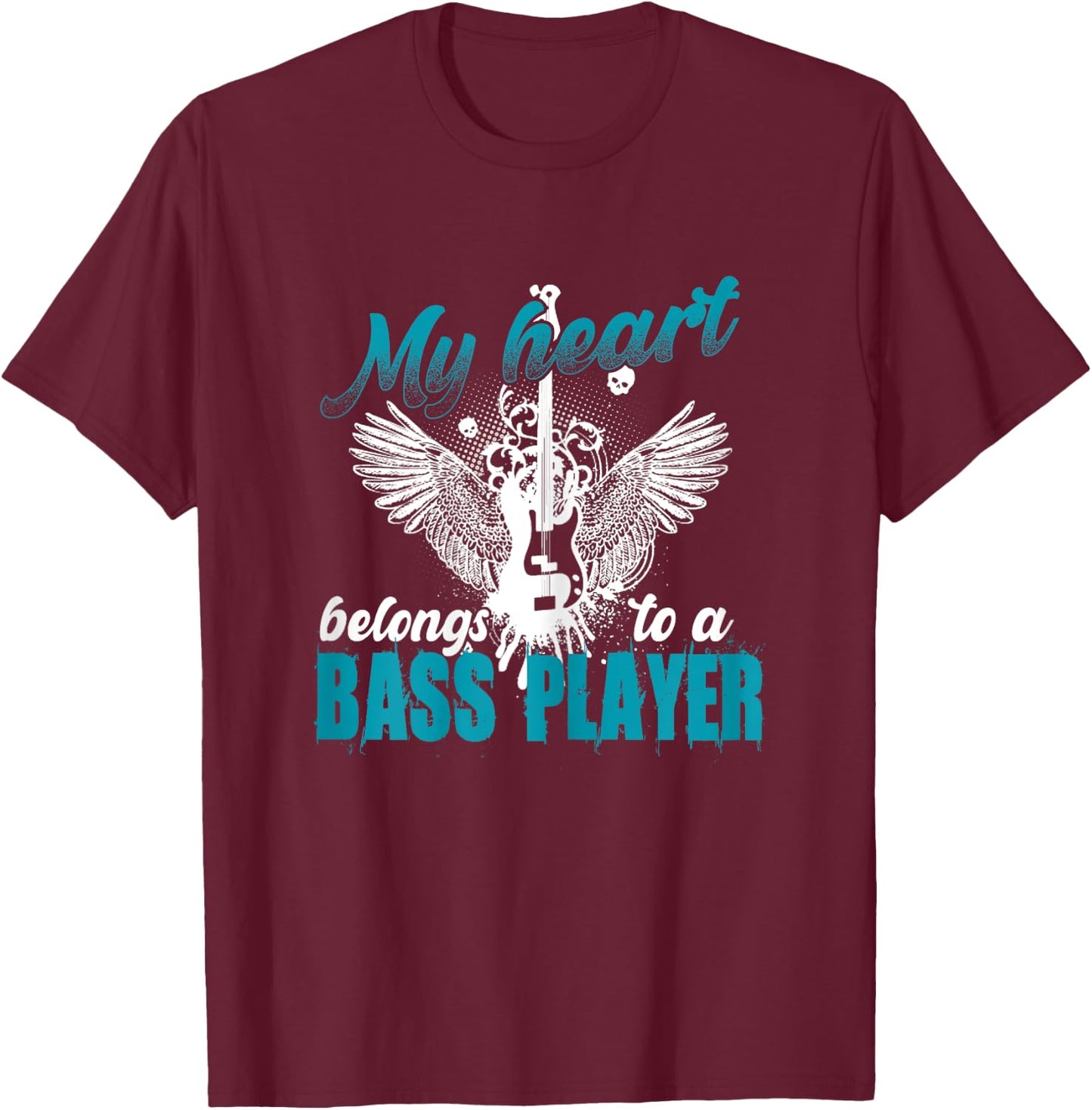 My Heart Belongs To A Bass Player Shirt Wives, Girlfriends T-Shirt - T-Shirt | Maroon