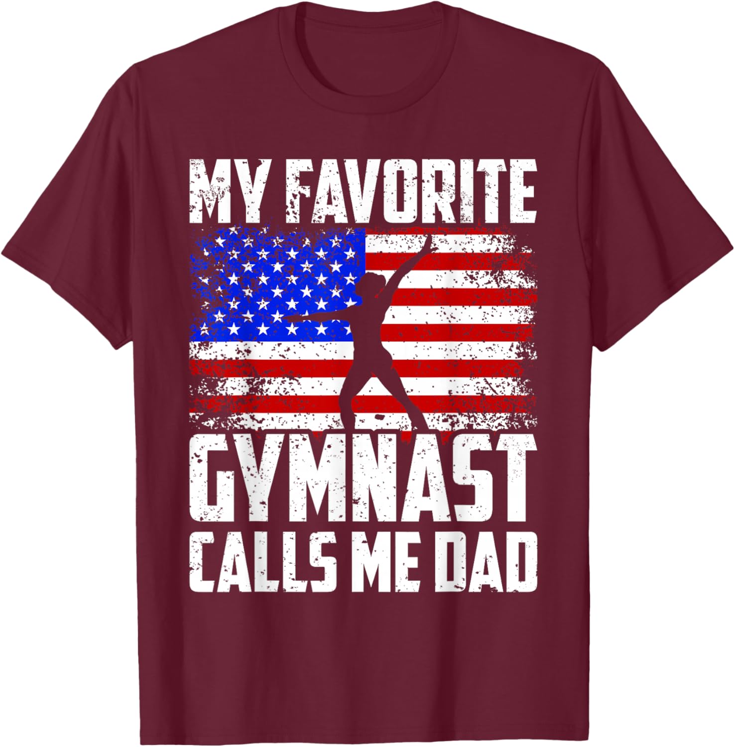 Gymnast Dad Gymnastics Daughter Fathers Day from Kid T-Shirt - T-Shirt | Maroon