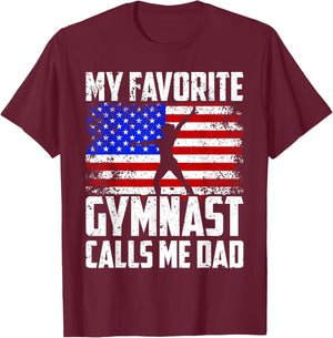 Gymnast Dad Gymnastics Daughter Fathers Day from Kid T-Shirt - T-Shirt | Maroon