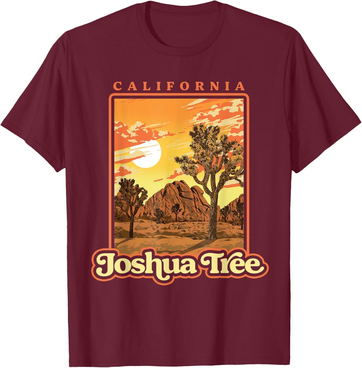 Joshua Tree National Park Vintage WPA Poster Style Retro T-Shirt - T-Shirt | Maroon