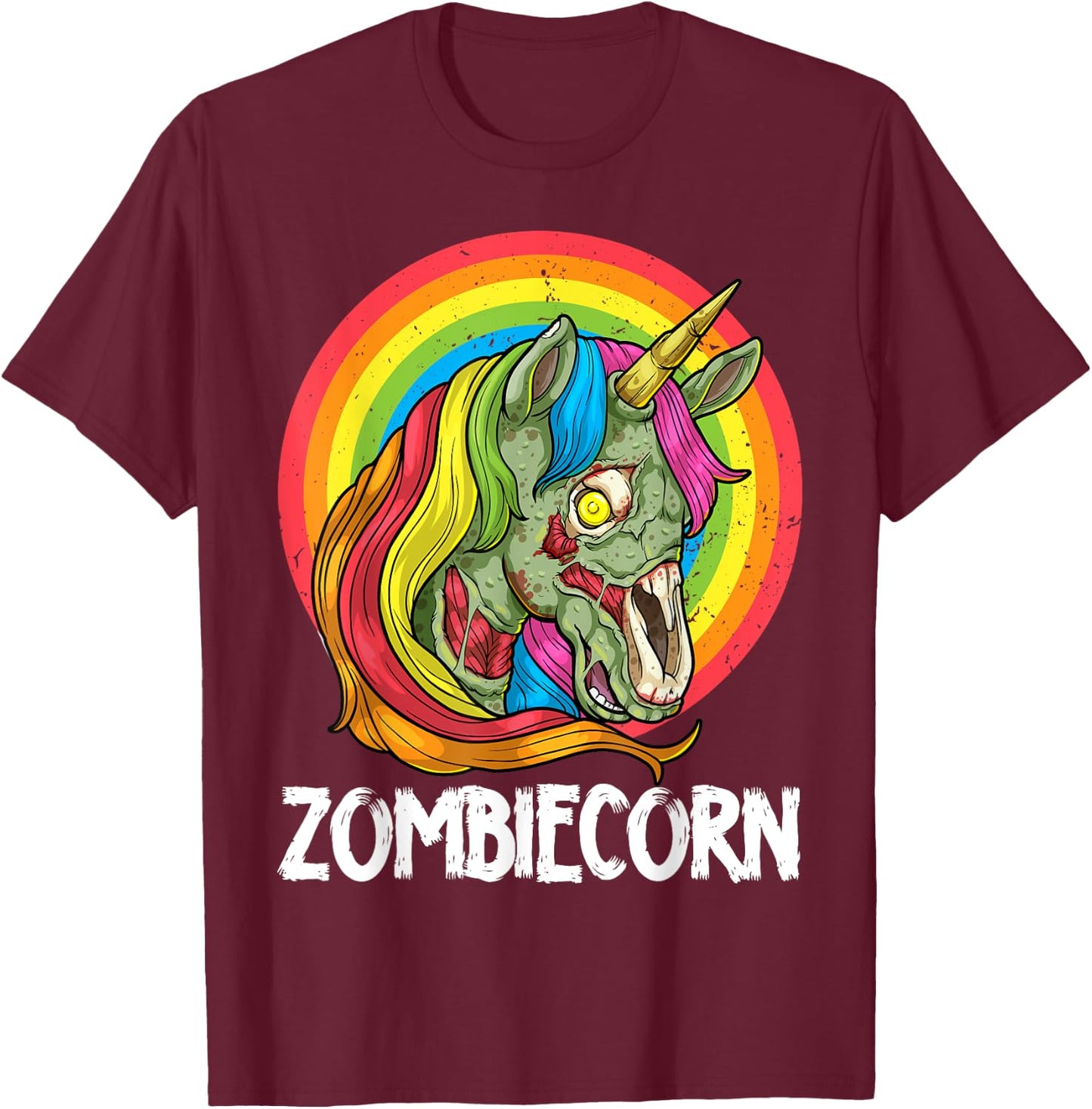 Zombiecorn Zombie Unicorn Halloween Costume Rainbow Undead T-Shirt - T-Shirt | Maroon