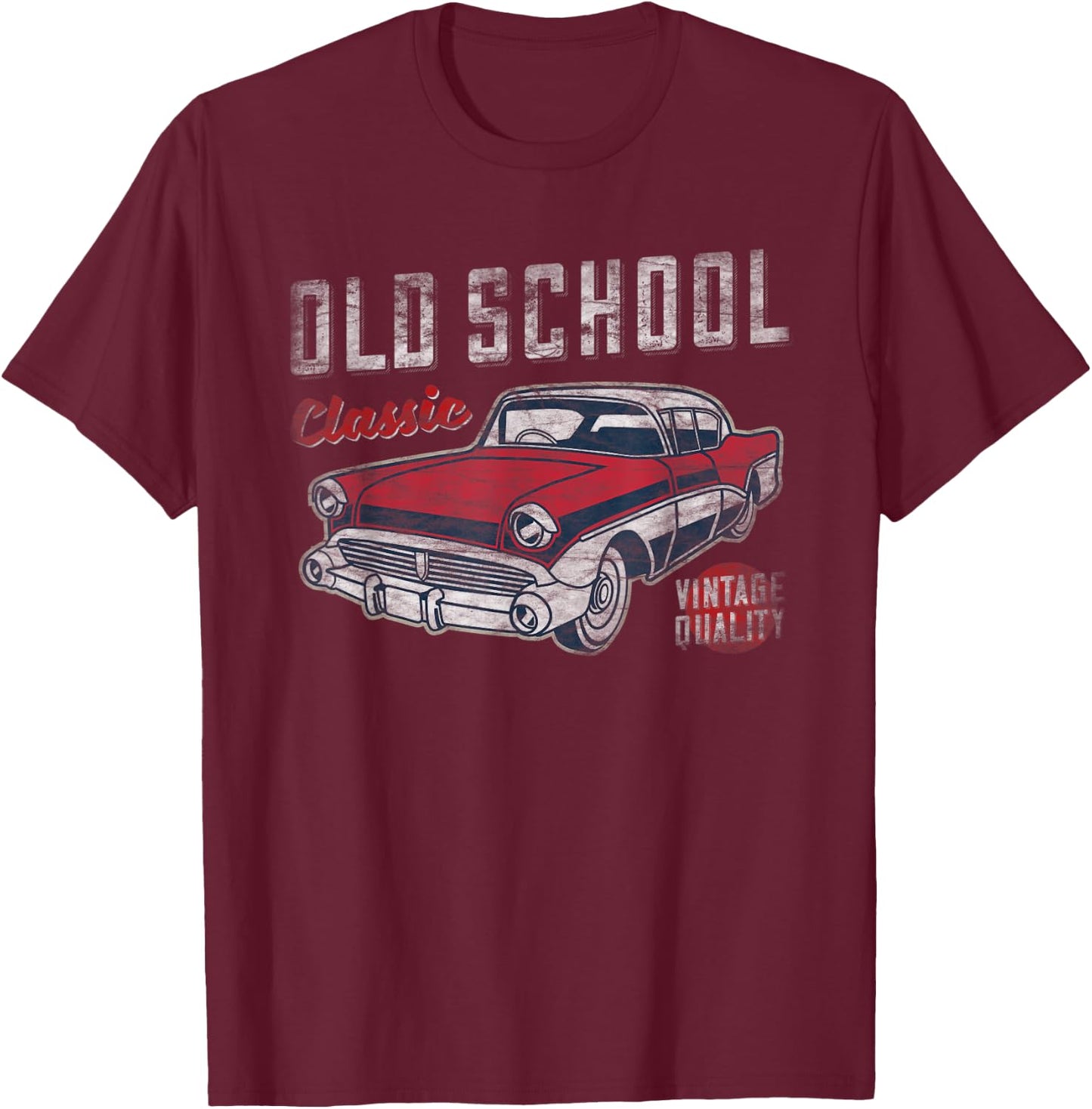 Old School Classic - 50's American Car Graphic Men and Women T-Shirt - T-Shirt | Maroon