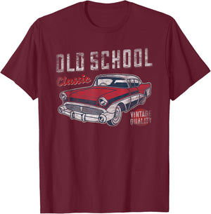 Old School Classic - 50's American Car Graphic Men and Women T-Shirt - T-Shirt | Maroon
