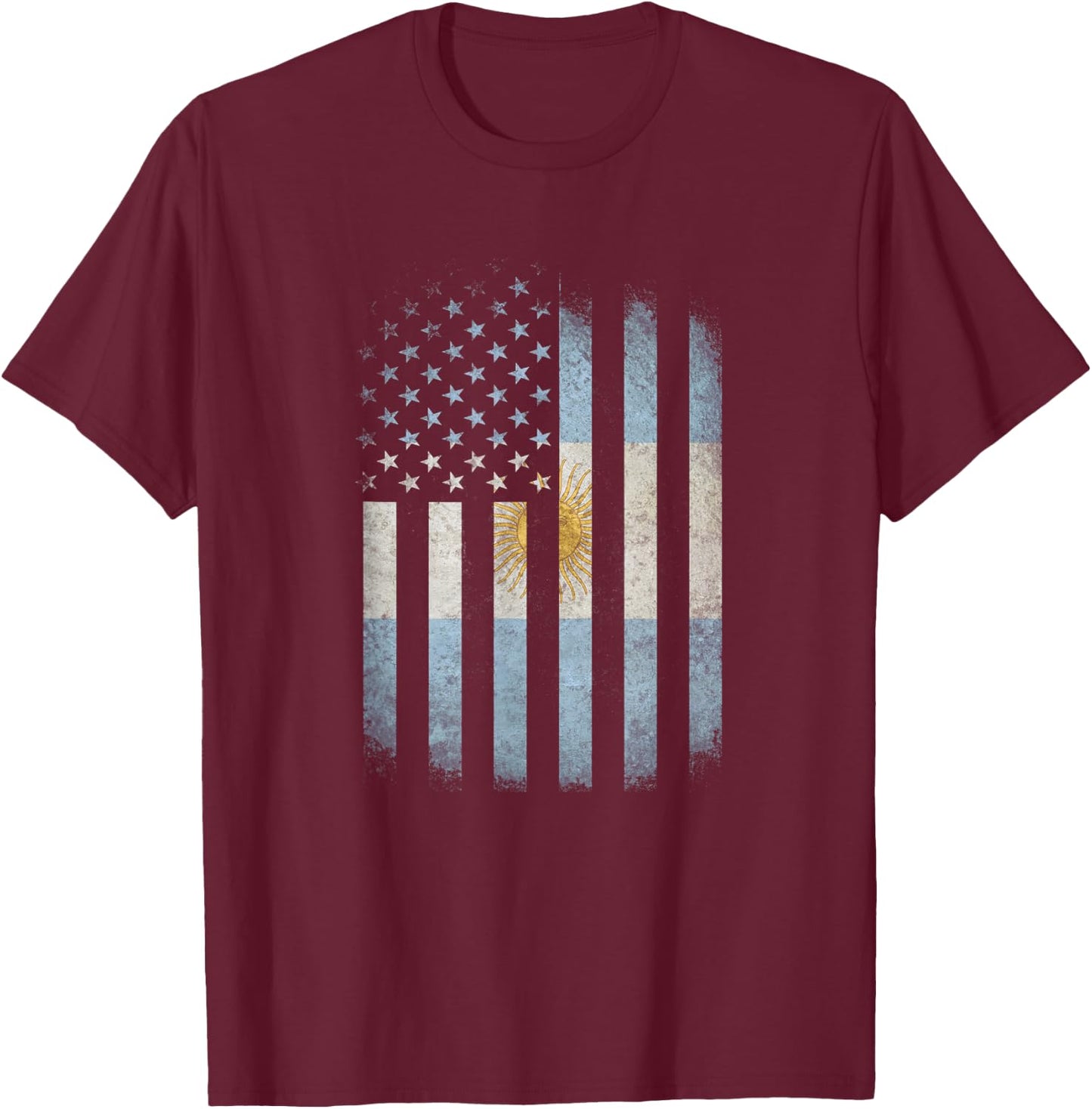 Argentina and America Flag - Argentinian American Flag T-Shirt - T-Shirt | Maroon