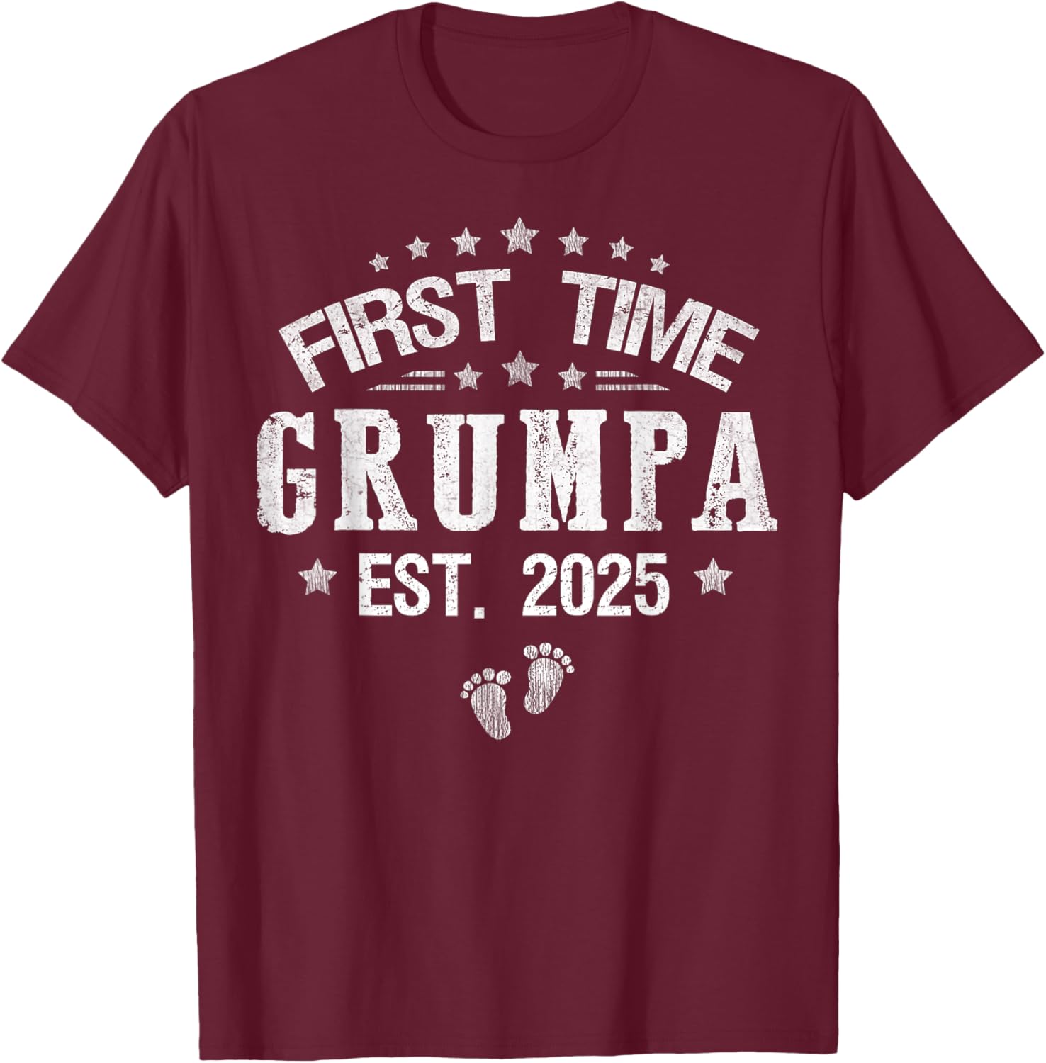 First time Grumpa est.2025 Father's Day Promoted To Grumpa T-Shirt - T-Shirt | Maroon