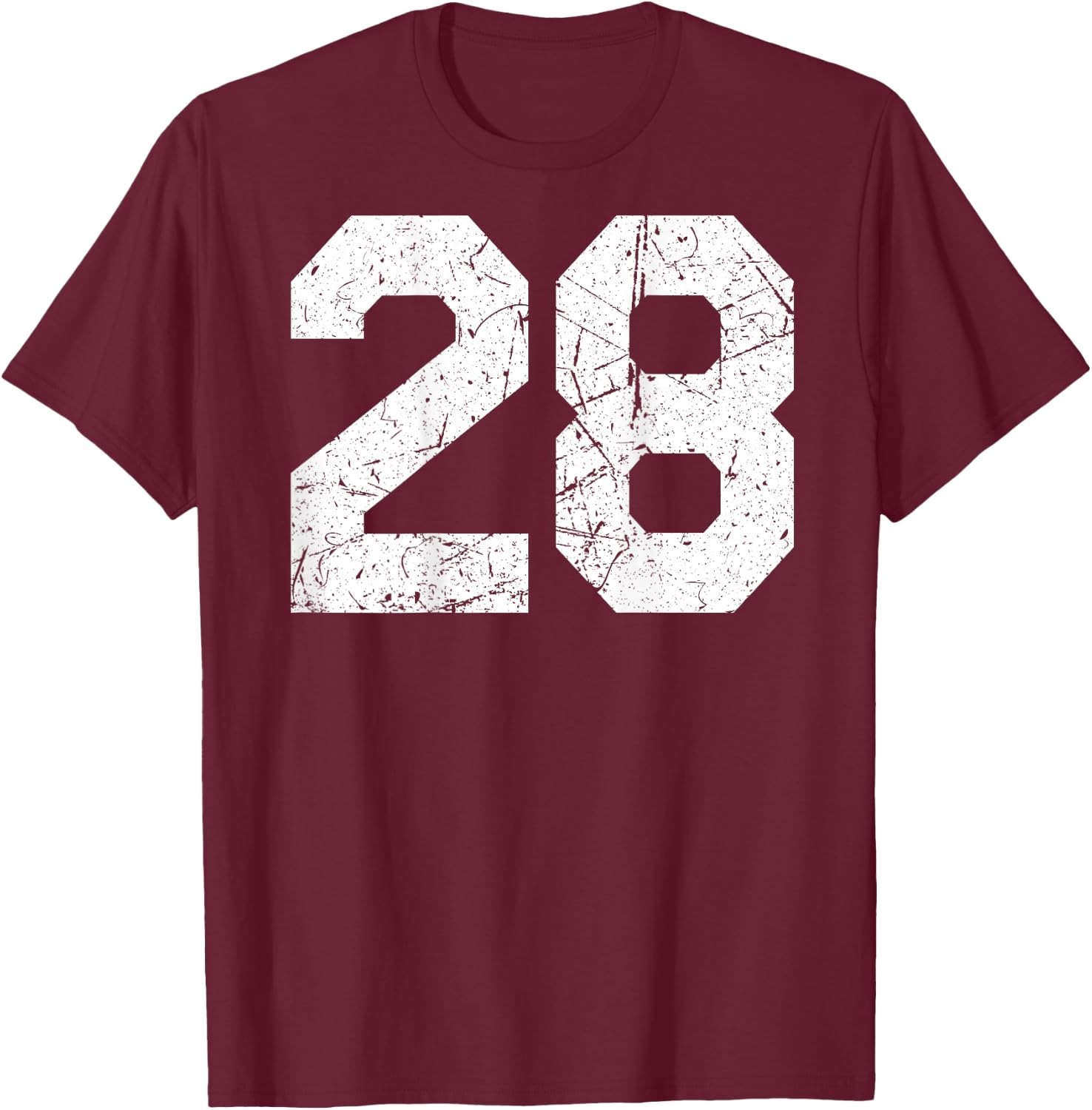 #28 Jersey Uniform Varsity Sports Number, 28th Birthday T-Shirt - T-Shirt | Maroon