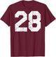 #28 Jersey Uniform Varsity Sports Number, 28th Birthday T-Shirt - T-Shirt | Maroon