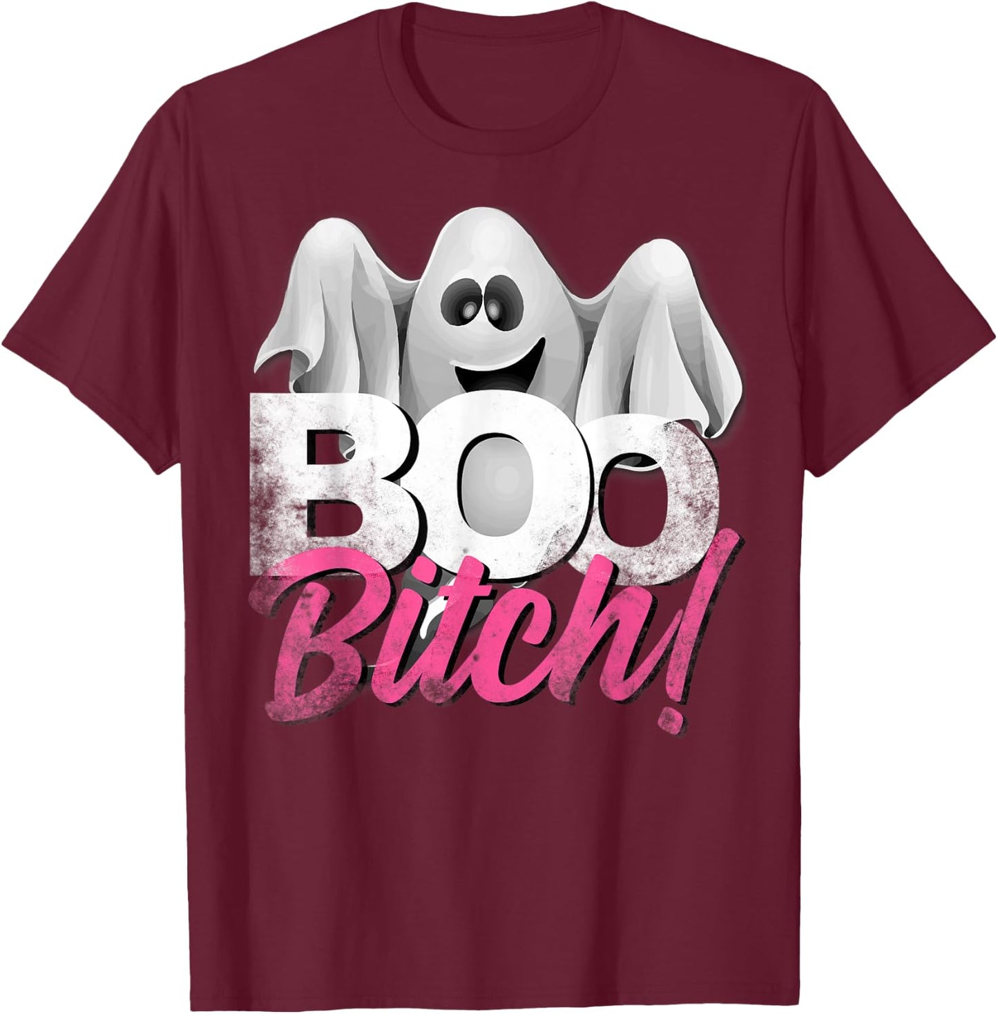 Boo Bitch Halloween humor distressed style T-Shirt - T-Shirt | Maroon