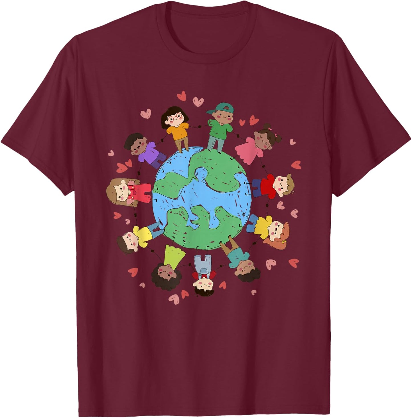 Flags Of The World Cultural Diversity Kids Around The Globe T-Shirt - T-Shirt | Maroon