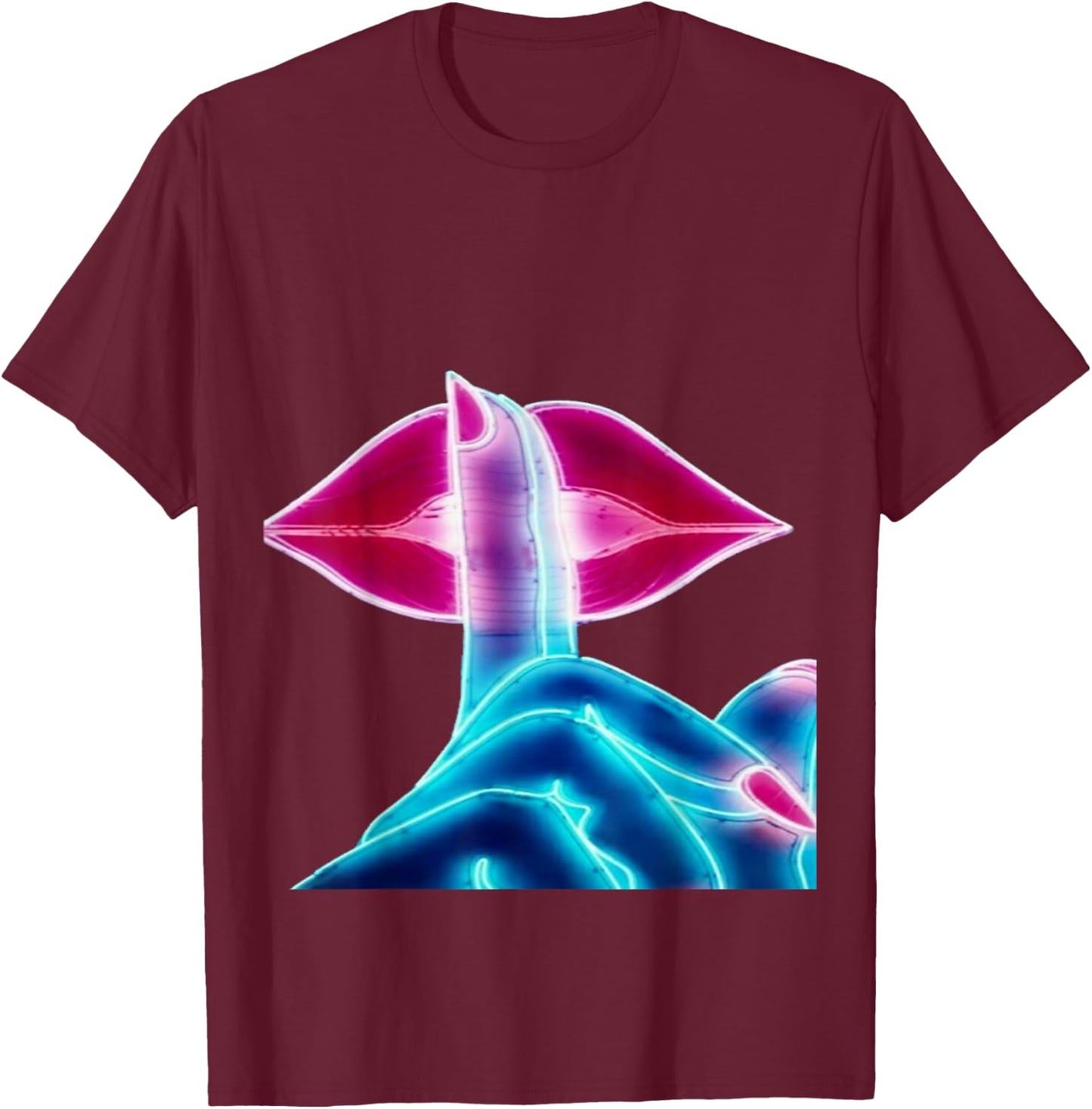 Red lips (shhh)Silence T-Shirt - T-Shirt | Maroon