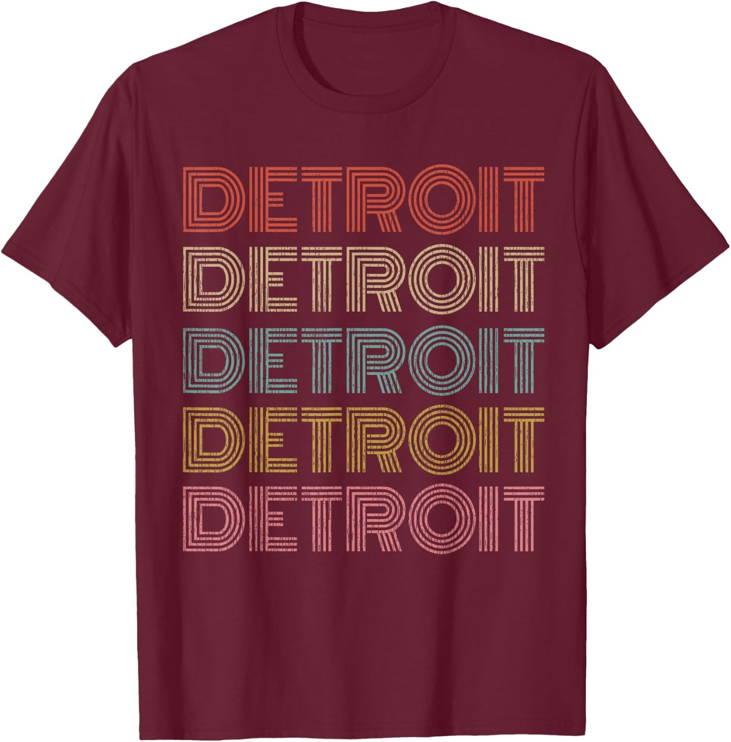 Vintage Retro Detroit Michigan 70s 80s Style T-Shirt - T-Shirt | Maroon