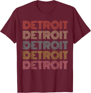 Vintage Retro Detroit Michigan 70s 80s Style T-Shirt - T-Shirt | Maroon