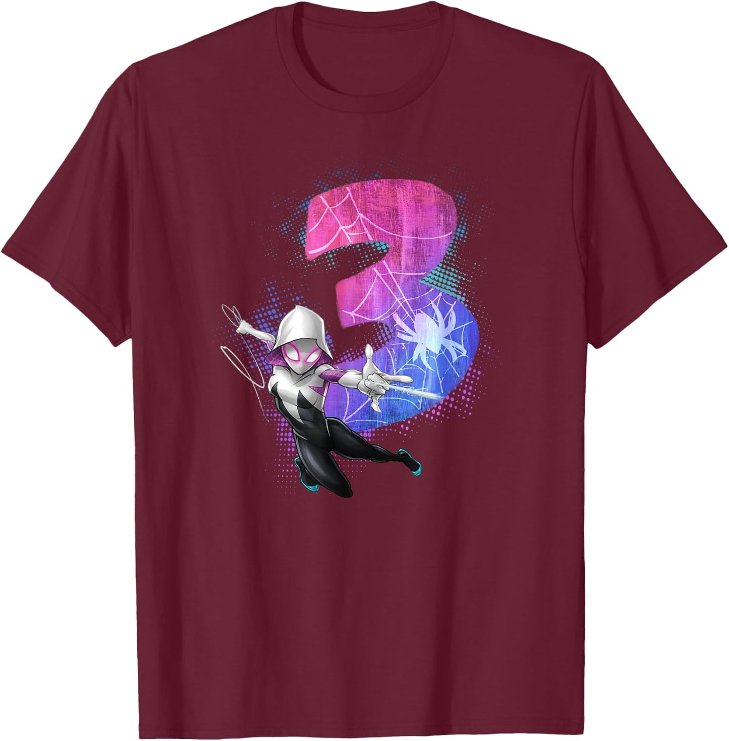 Marvel Ghost-Spider Gwen Stacy 3rd Birthday Graphic T-Shirt - T-Shirt | Maroon