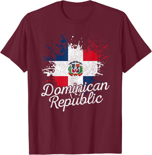 Dominican Republic Patriotic Dominican Flag T-Shirt - T-Shirt | Maroon