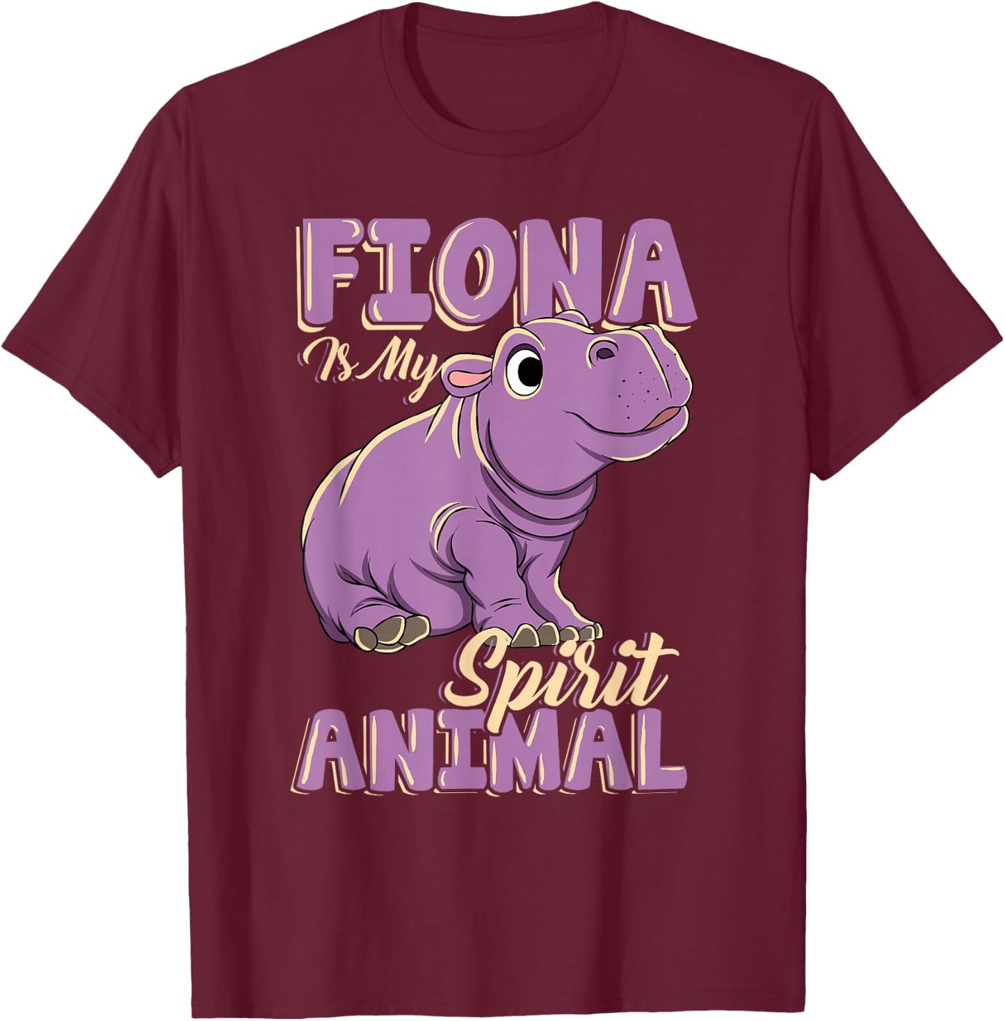 Fiona is My Ghost Animal Baby Hippopotamus Lover T-Shirt - T-Shirt | Maroon