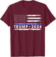 Pro Trump 2024 Back The Blue Thin Blue Line American Flag T-Shirt - T-Shirt | Maroon