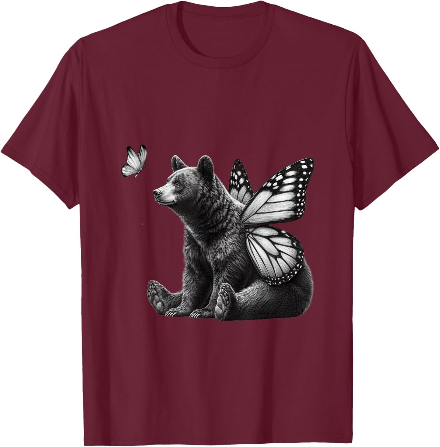 Vintage Butterfly Bear Mama Bear Wild Animal Choose The Bear T-Shirt - T-Shirt | Maroon