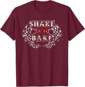 Shake Bake Drag Racing Flag Autocross Car Driver Bike Racer T-Shirt - T-Shirt | Maroon