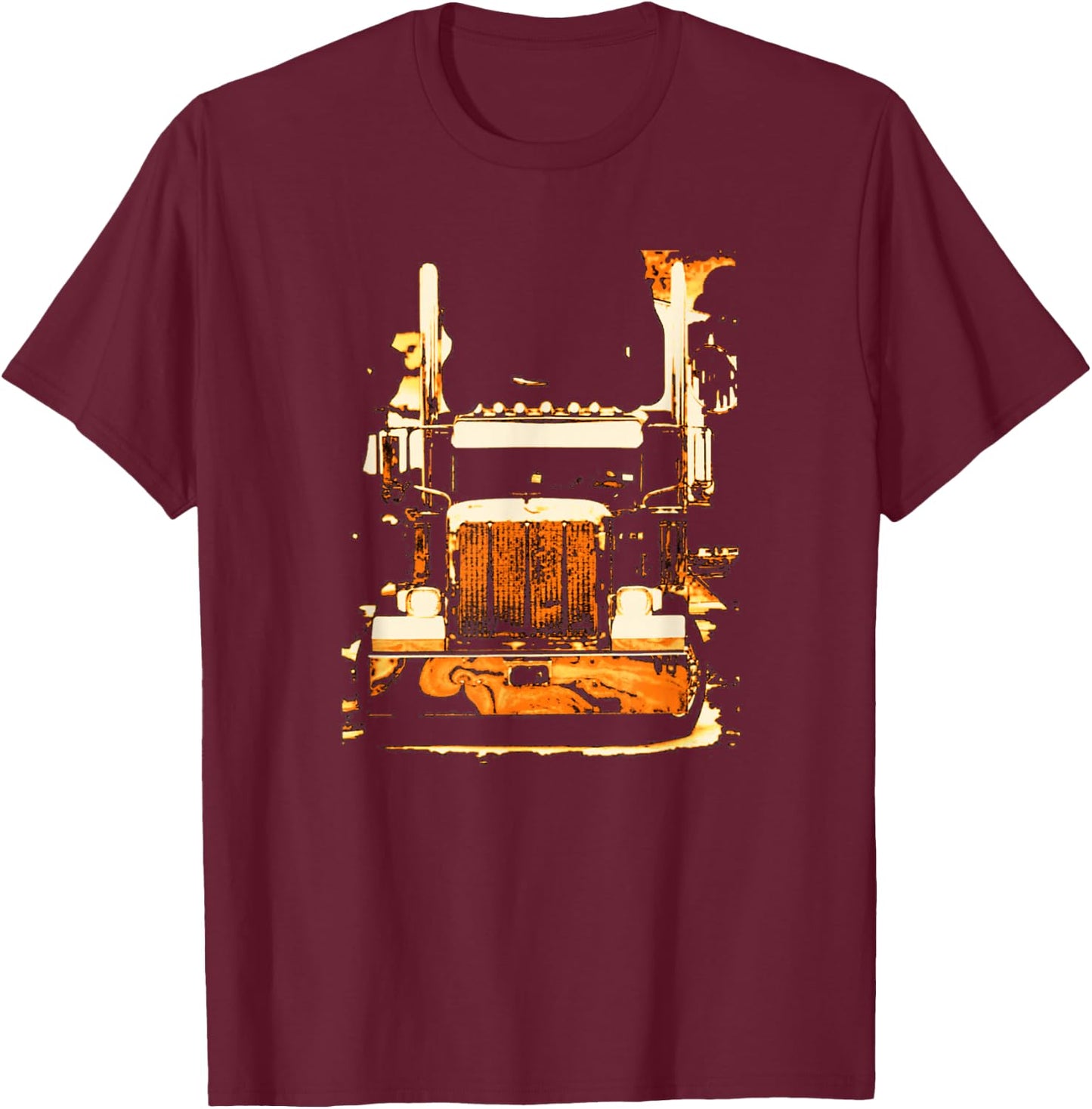 Trucker - Semi Truck Rig T-Shirt - T-Shirt | Maroon