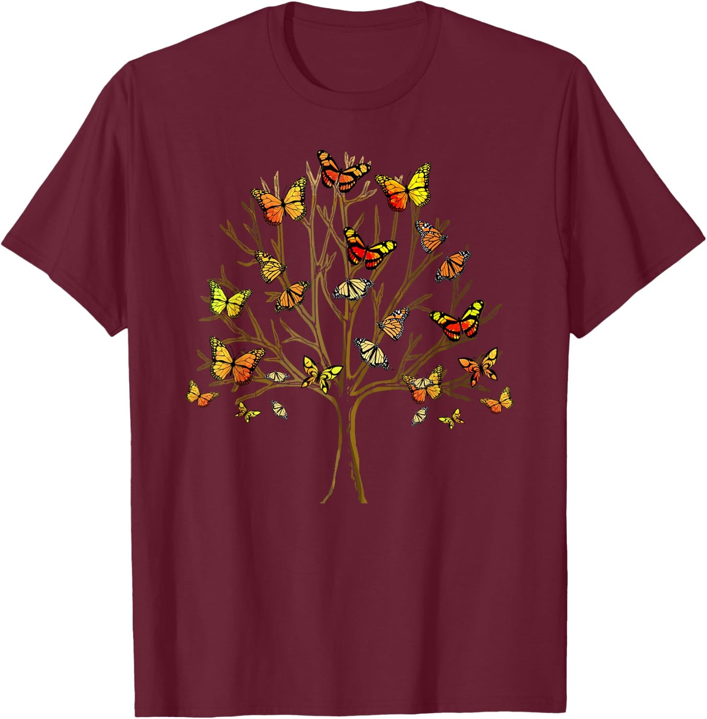 Butterfly Tree of Life Butterflies T-Shirt - T-Shirt | Maroon