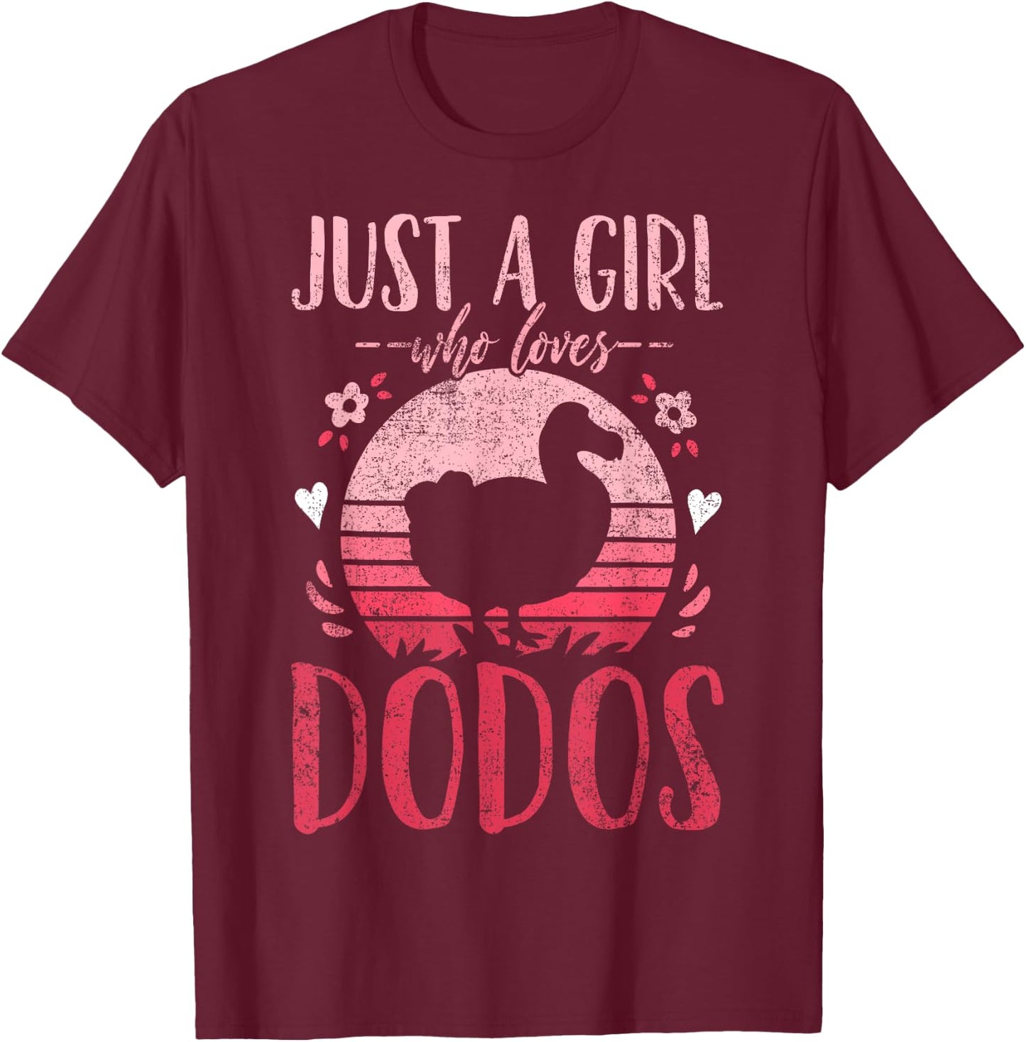 Dodo Birds Just a Girl Who Loves Dodos Retro Vintage T-Shirt - T-Shirt | Maroon