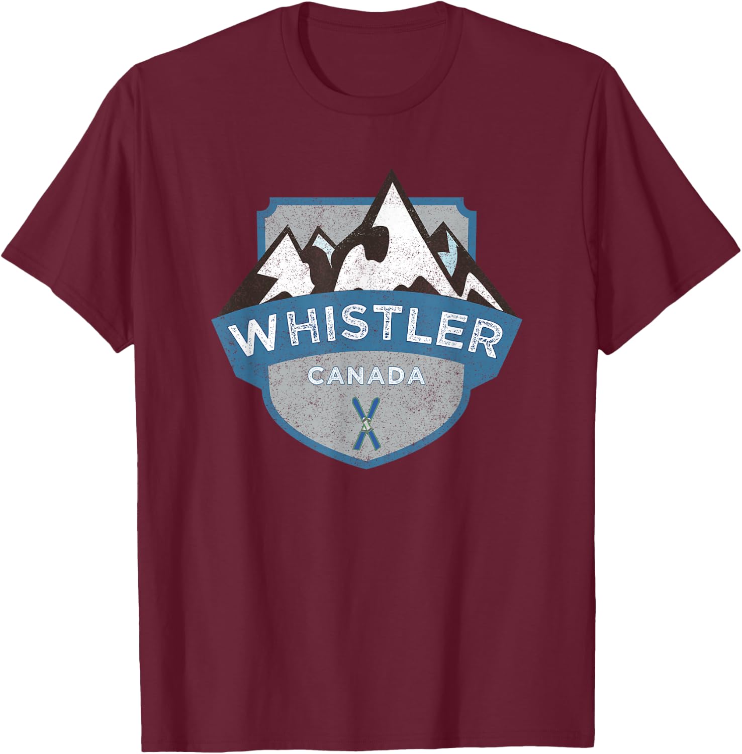 Vintage whistle, Canada illustration / retro logo ski T-Shirt - T-Shirt | Maroon