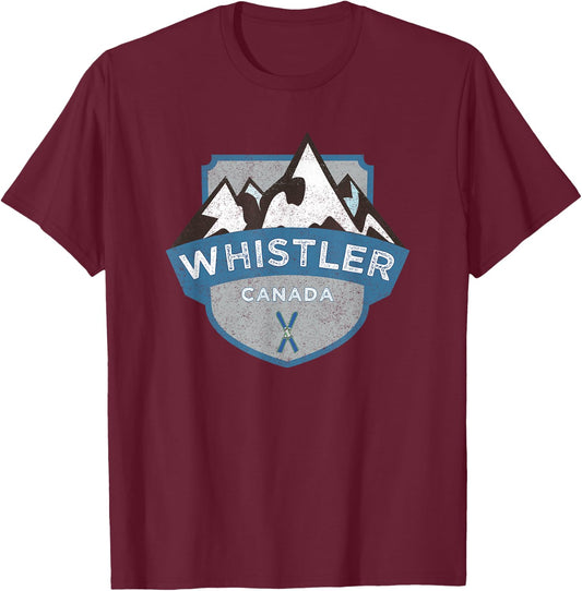 Vintage whistle, Canada illustration / retro logo ski T-Shirt - T-Shirt | Maroon