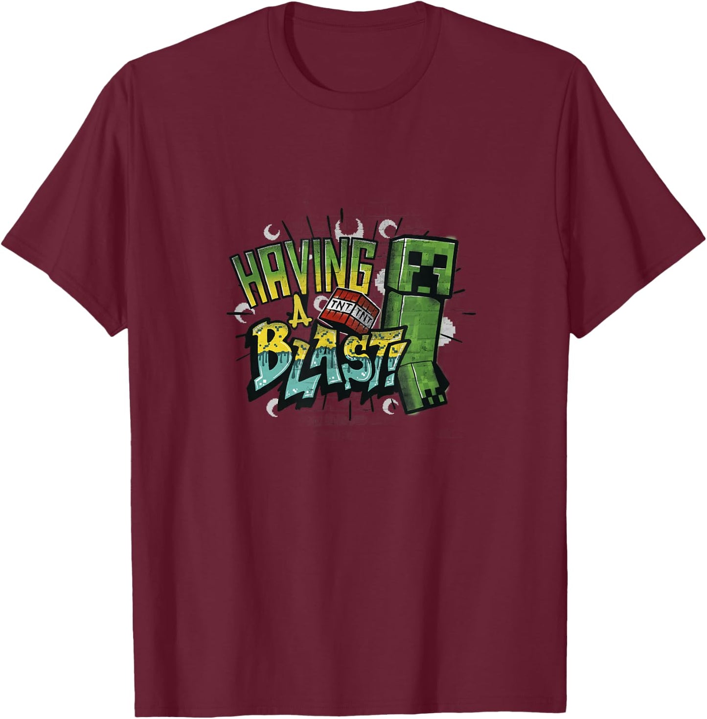 Minecraft Creeper TNT Having A Blast! Color Gradient T-Shirt - T-Shirt | Maroon