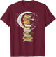 Kawaii Reading by moonlight, books, coffee and cute cat Men Women Girls Kids T-Shirt - T-Shirt | Maroon