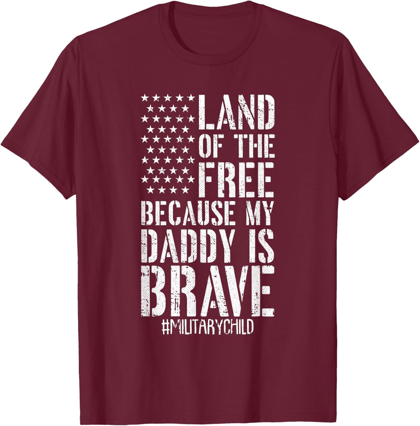 Land Of The Free Month Of The Military Child Army Kids T-Shirt - T-Shirt | Maroon