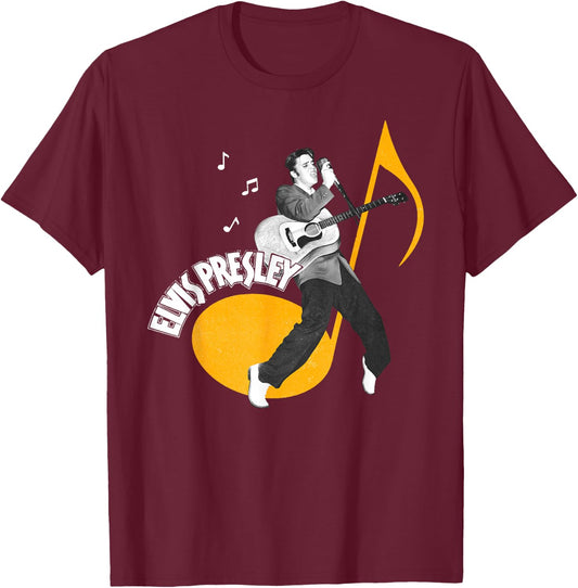 Elvis Presley Official Music Note T-Shirt - T-Shirt | Maroon