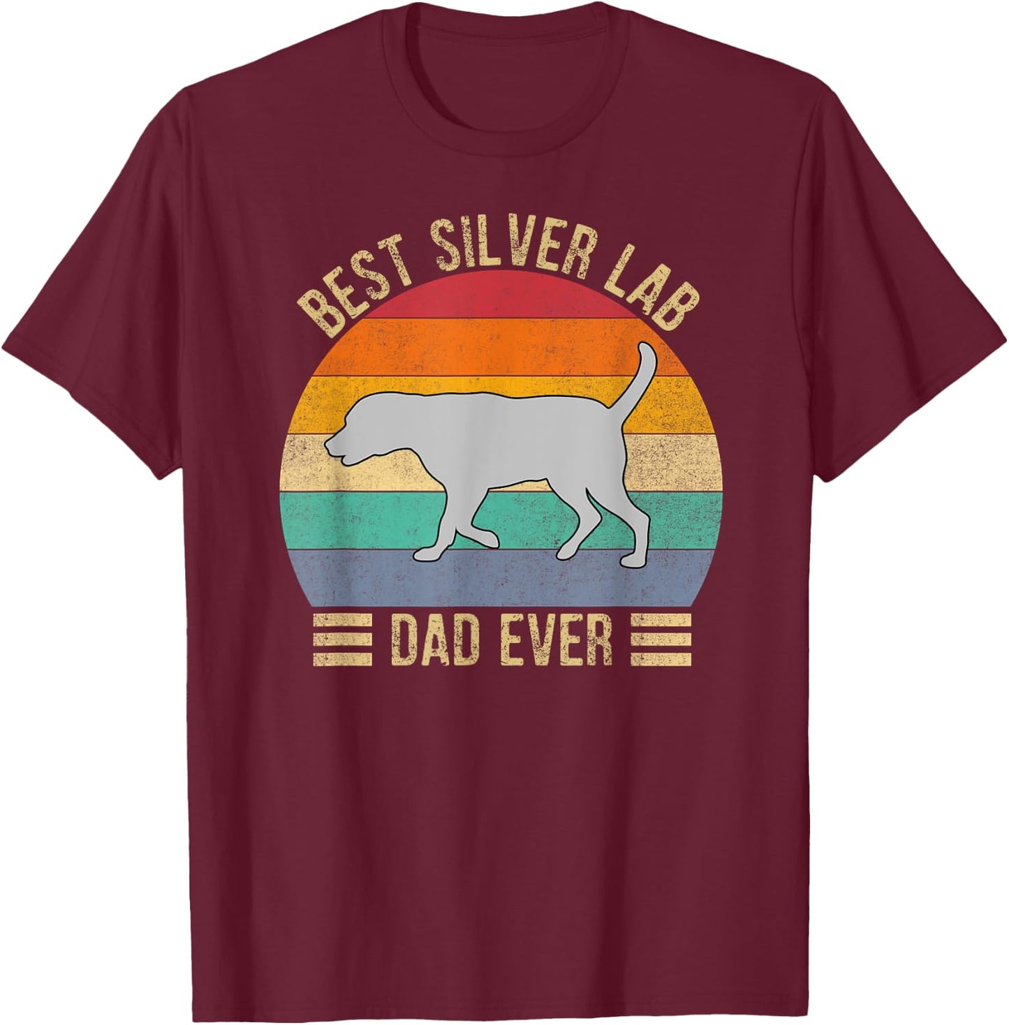 Vintage Retro Best Silver Lab Dad Ever Labrador Retriever T-Shirt - T-Shirt | Maroon