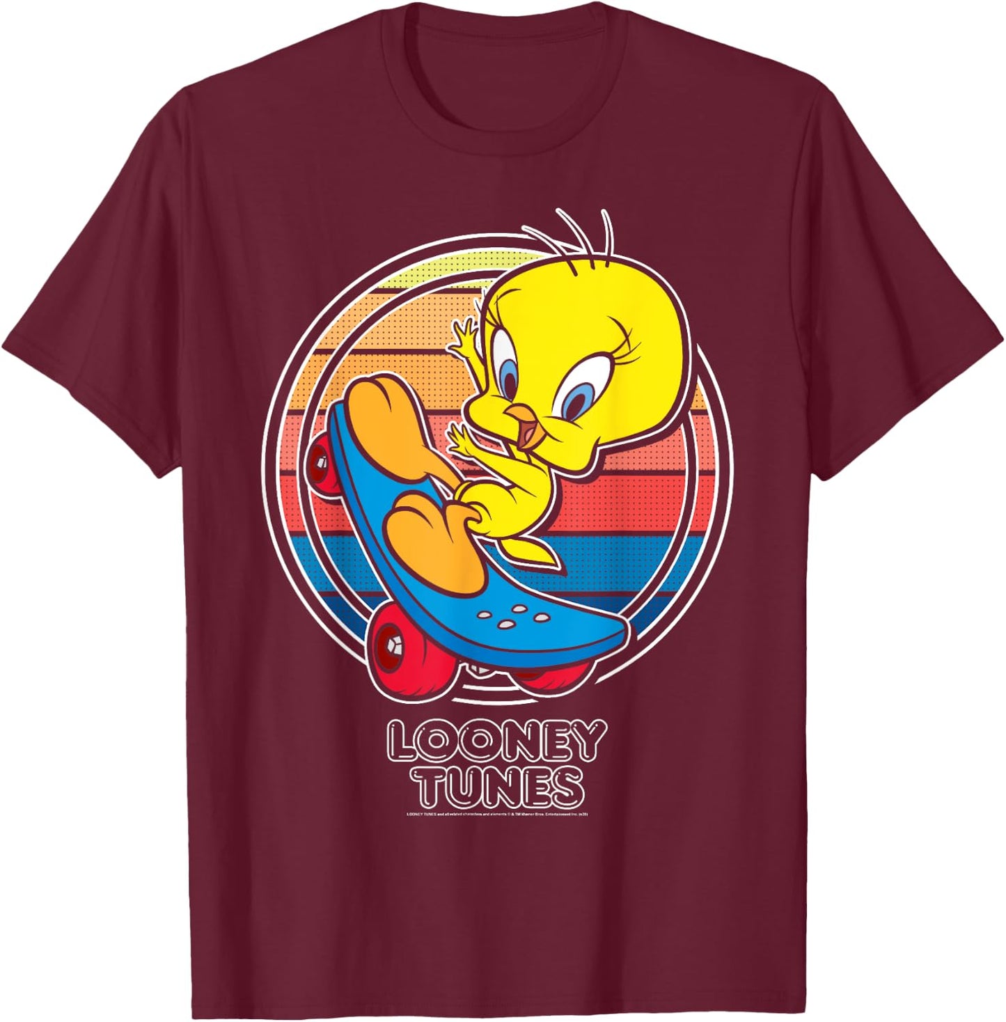 Looney Tunes Tweety Bird Skate Portrait T-Shirt - T-Shirt | Maroon