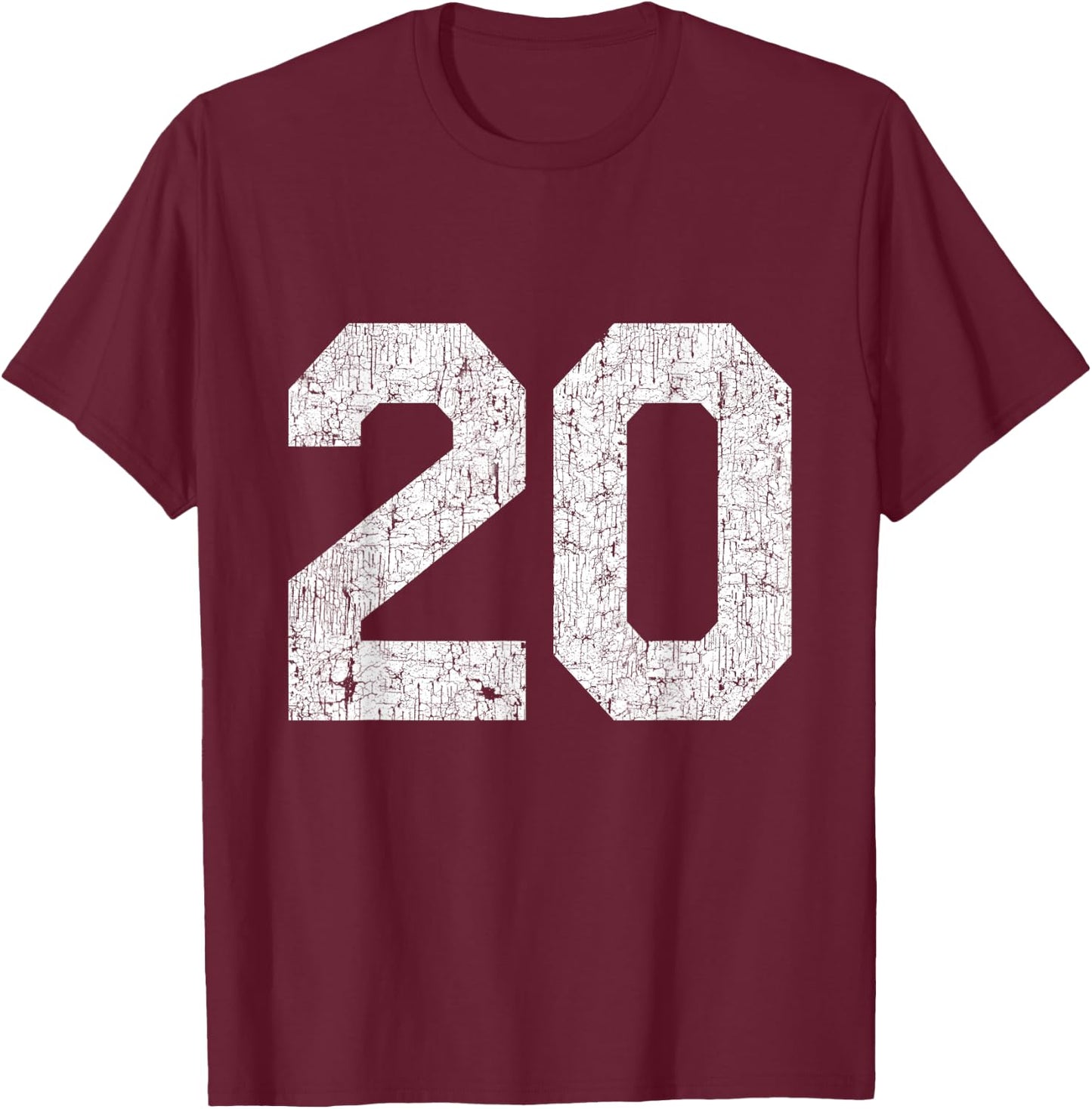 Jersey Uniform Number #20, 20th Birthday T-Shirt - T-Shirt | Maroon