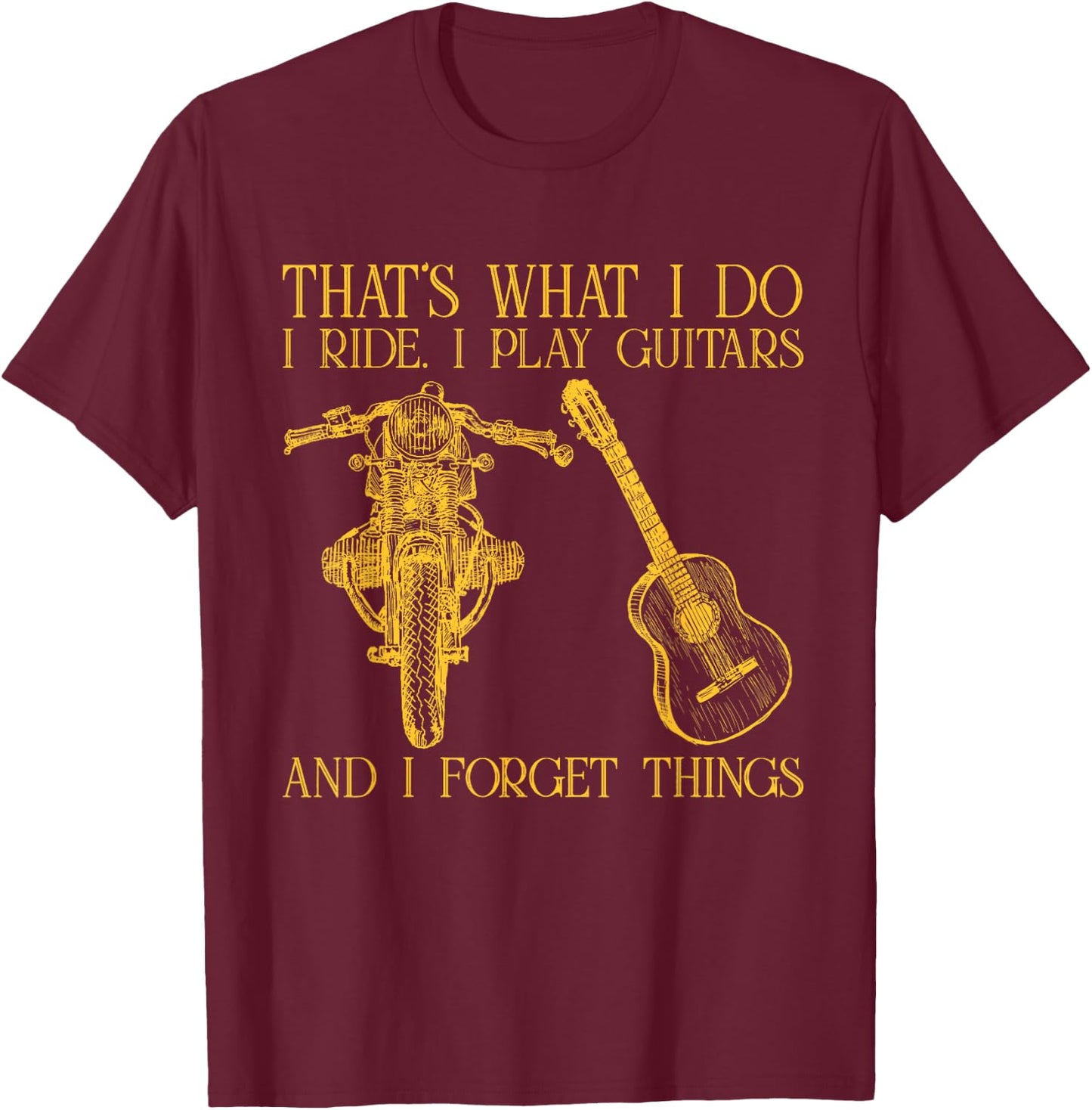 Motorcycles Lover Guitar Gift Apparel T-Shirt - T-Shirt | Maroon