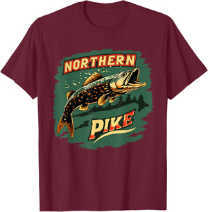 Cool Pike Fish Costume for Fishing Boys and Girls T-Shirt - T-Shirt | Maroon