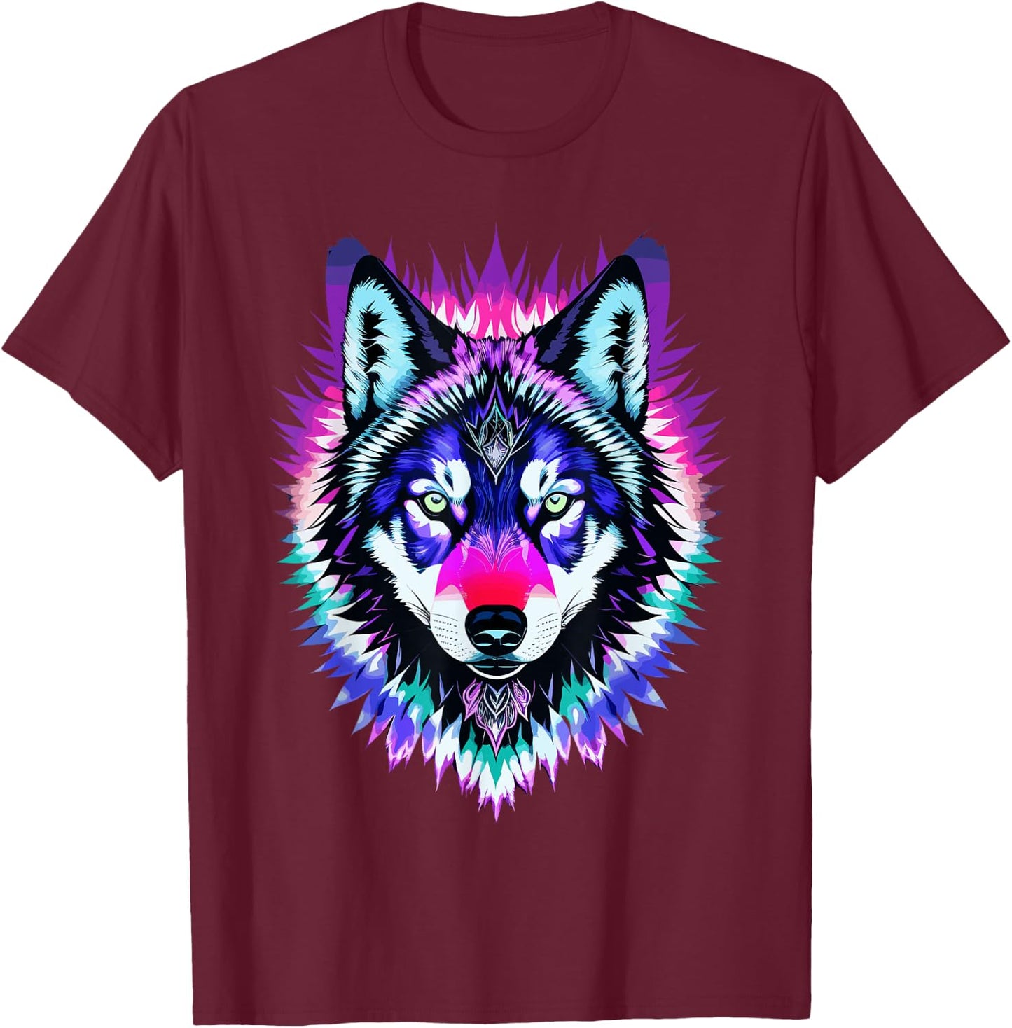 Tie-Dye Wolf T-Shirt - T-Shirt | Maroon