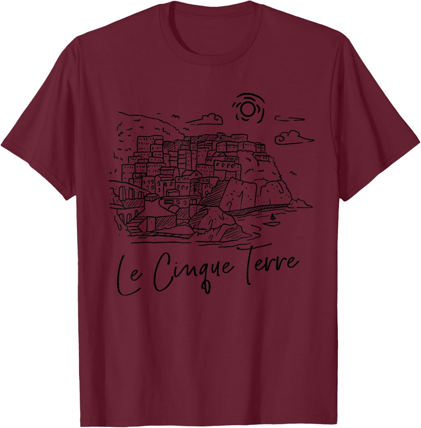 Le Cinque Terre Italy Europe Vacation Travel Le Cinque Terre T-Shirt - T-Shirt | Maroon