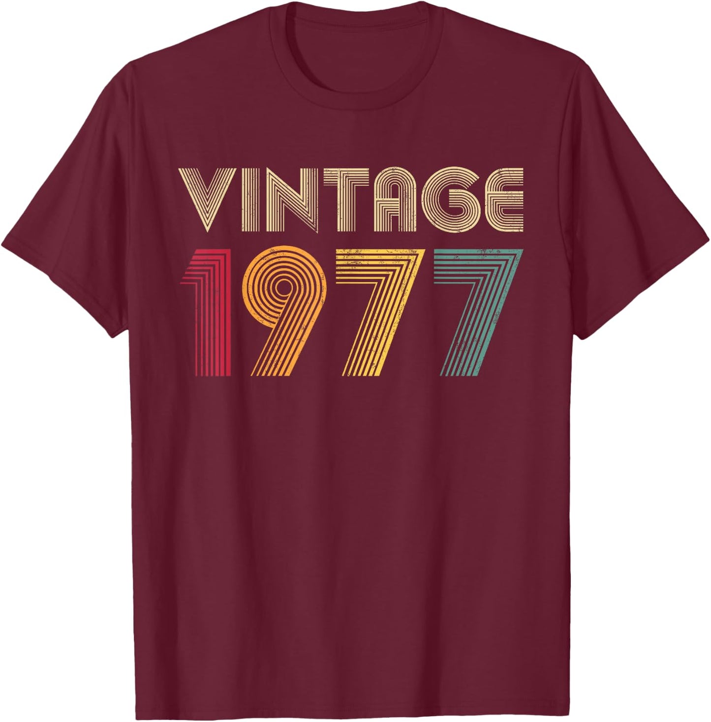 Vintage 1977 48th Birthday Retro Men Women 48 Years Old T-Shirt - T-Shirt | Maroon