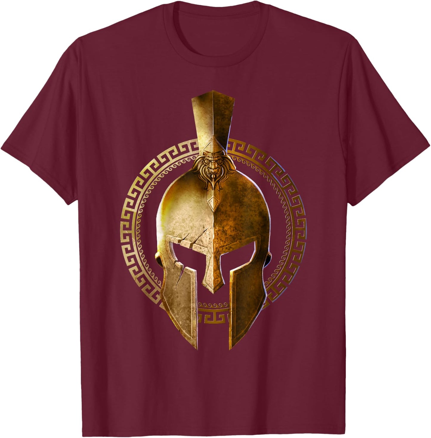 Golden Spartan Helmet Warrior Gladiator Gym - Workout T-Shirt - T-Shirt | Maroon
