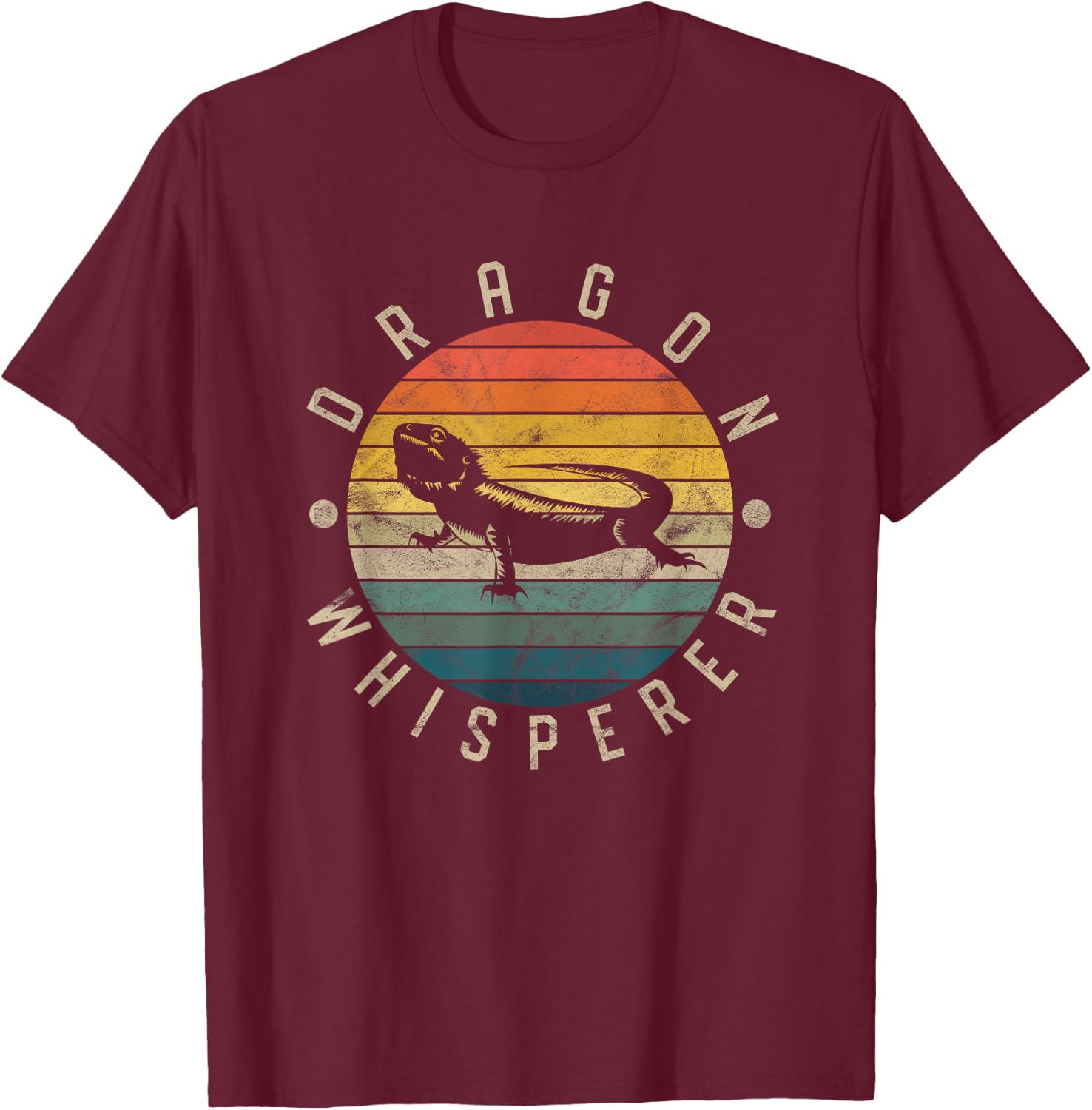 Bearded Dragon Whisperer Vintage Sunset Lizard Reptile T-Shirt - T-Shirt | Maroon