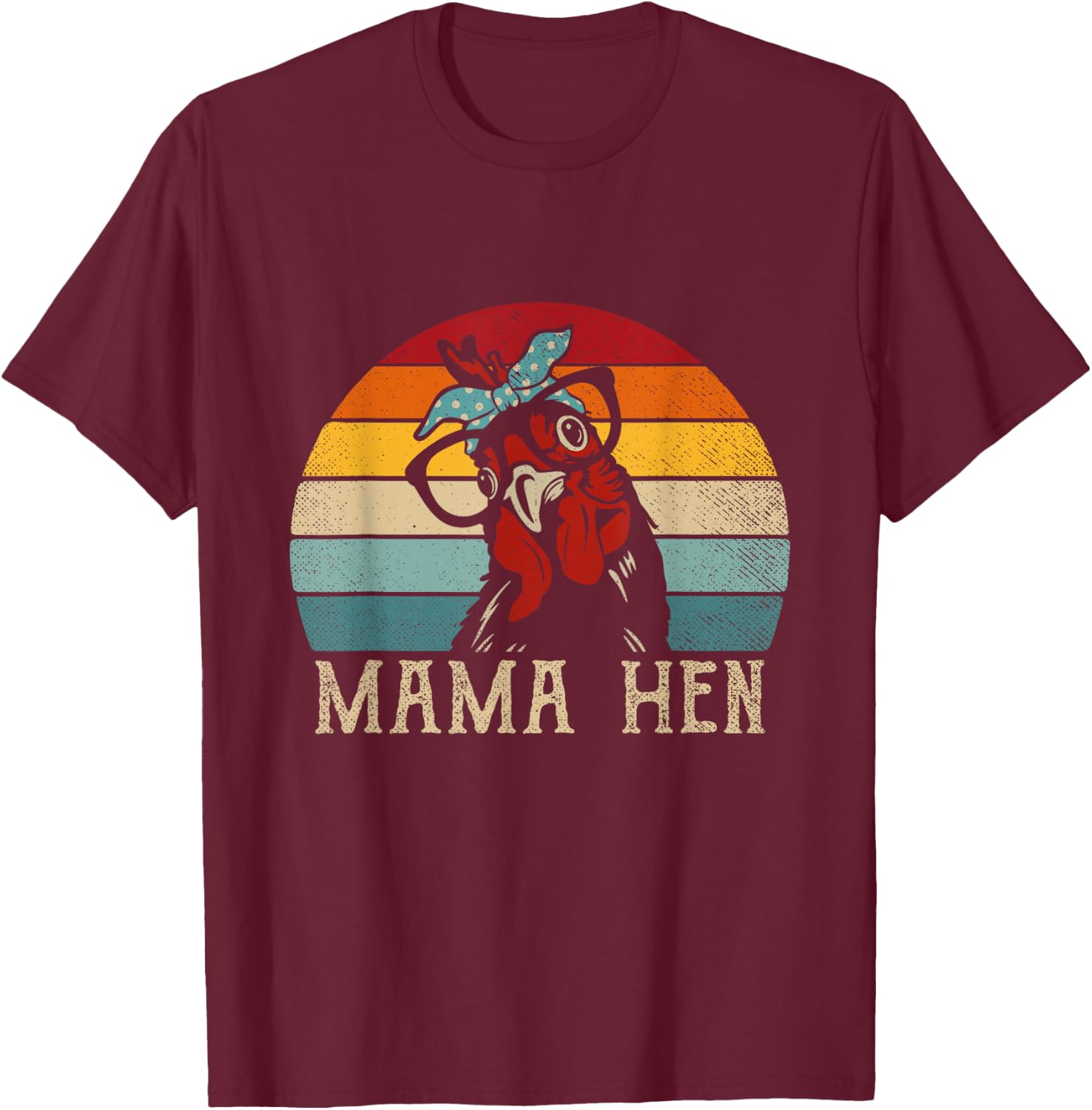 Funny Mama Hen Shirt Vintage Retro Chicken Mom Mother T-Shirt - T-Shirt | Maroon
