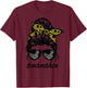 Mama Hen Chicken Messy Hair Bun Sunflower mother day T-Shirt - T-Shirt | Maroon