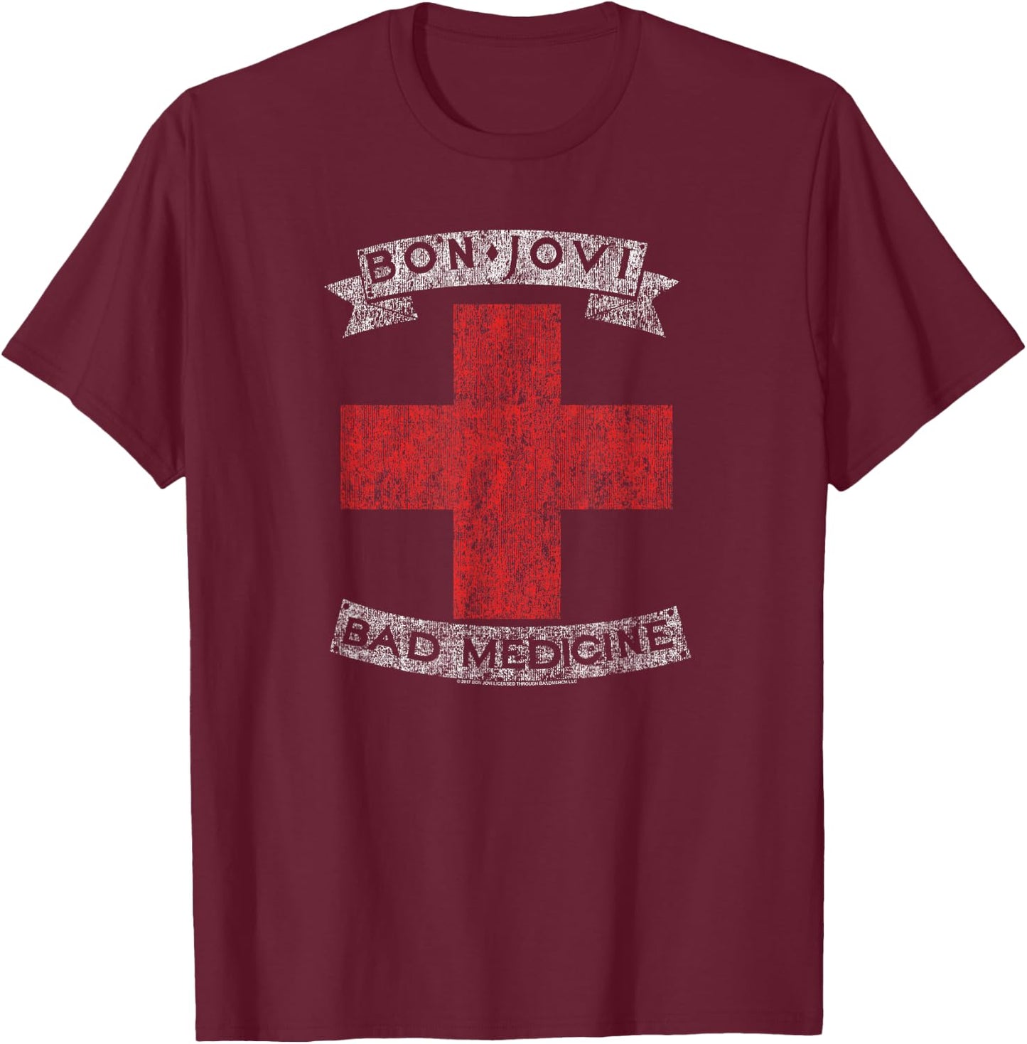 Bon Jovi Bad Medicine T-Shirt - T-Shirt | Maroon