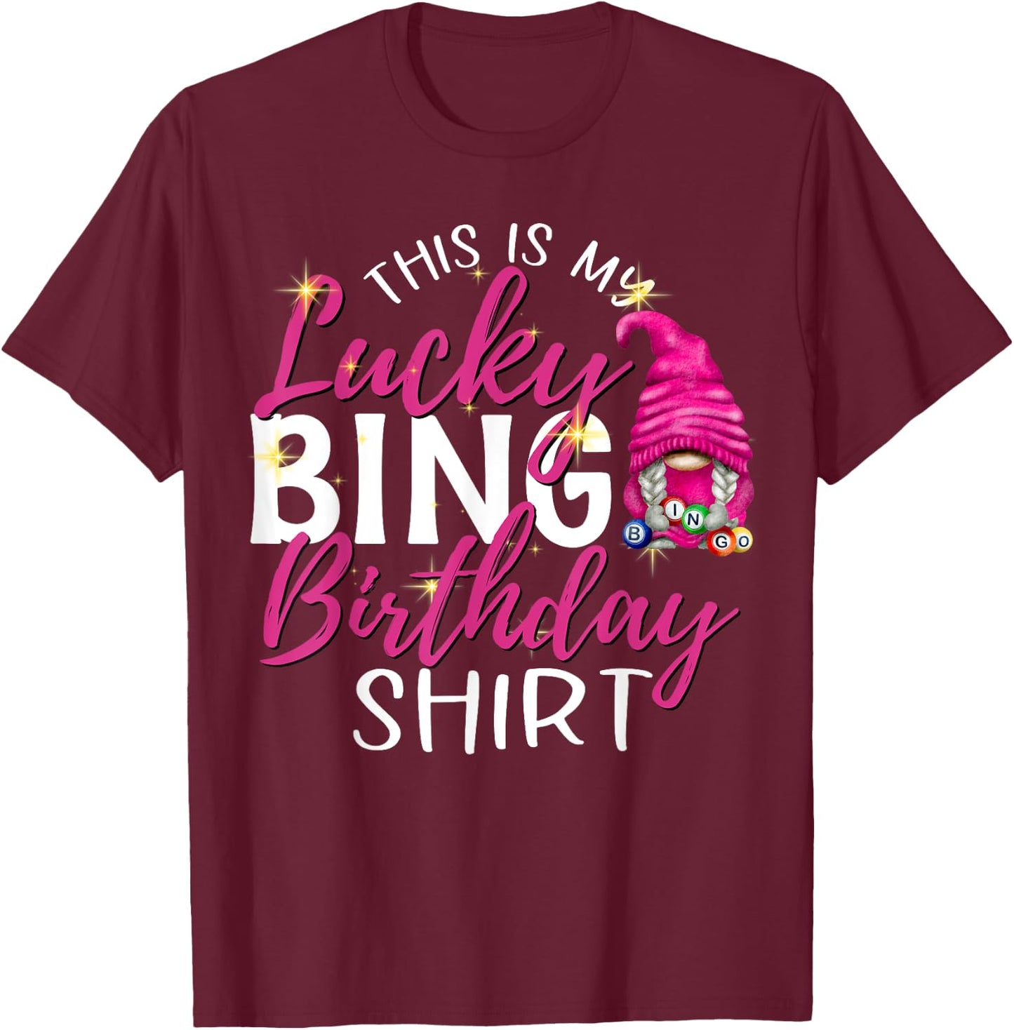 This is My Lucky Bingo Birthday Shirt Peace Love Bingo T-Shirt - T-Shirt | Maroon